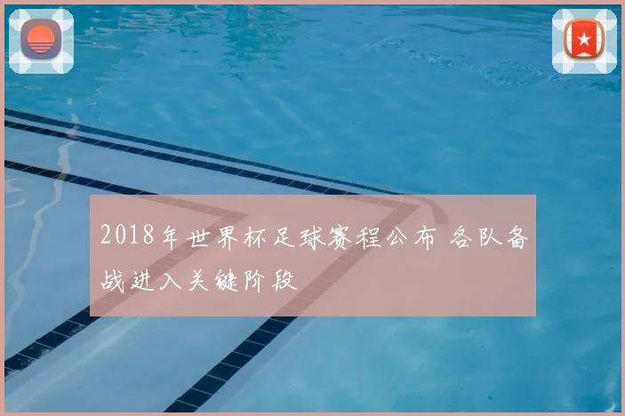 2018年世界杯足球赛程公布 各队备战进入关键阶段